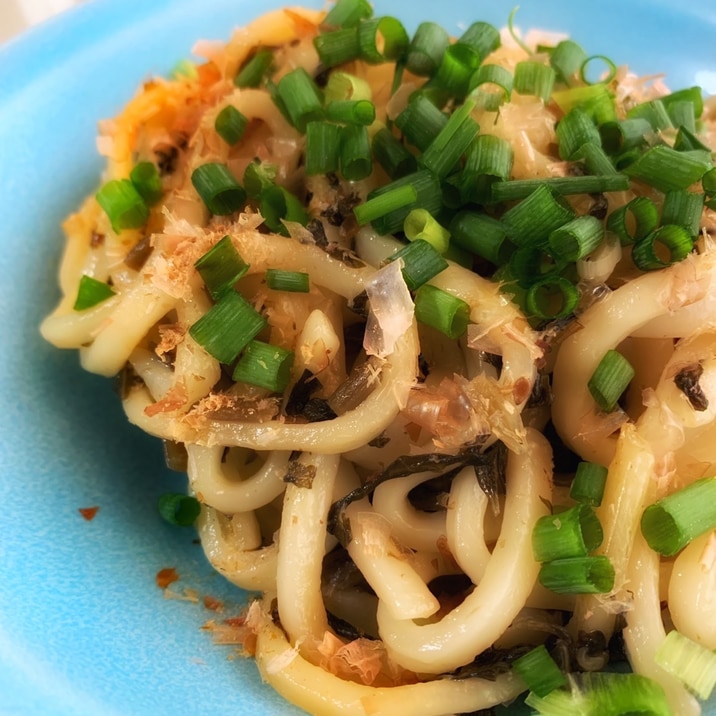 ゴマ油香る野沢菜（炒り菜）焼きうどん